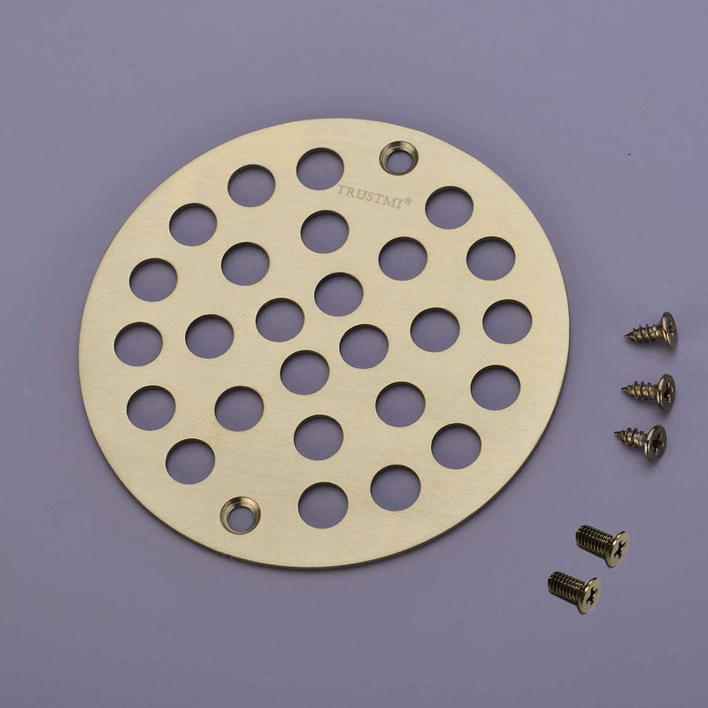 TRUSTMI 4 Inch Screw-in Shower Drain Cover Replacement Floor Strainer,Brushed Gold - Image 2